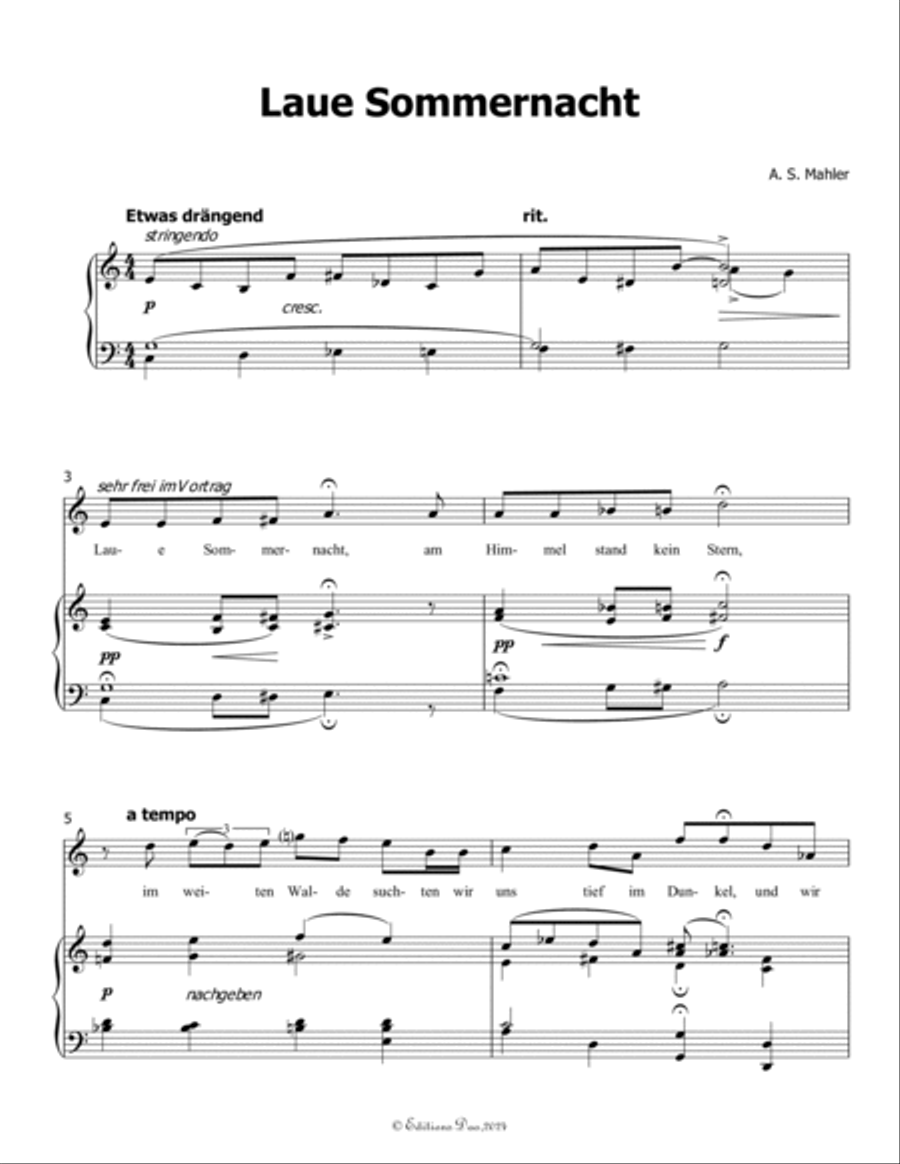Laue Sommernacht, by Alma Mahler, in C Major Voice scores gallery preview page 3