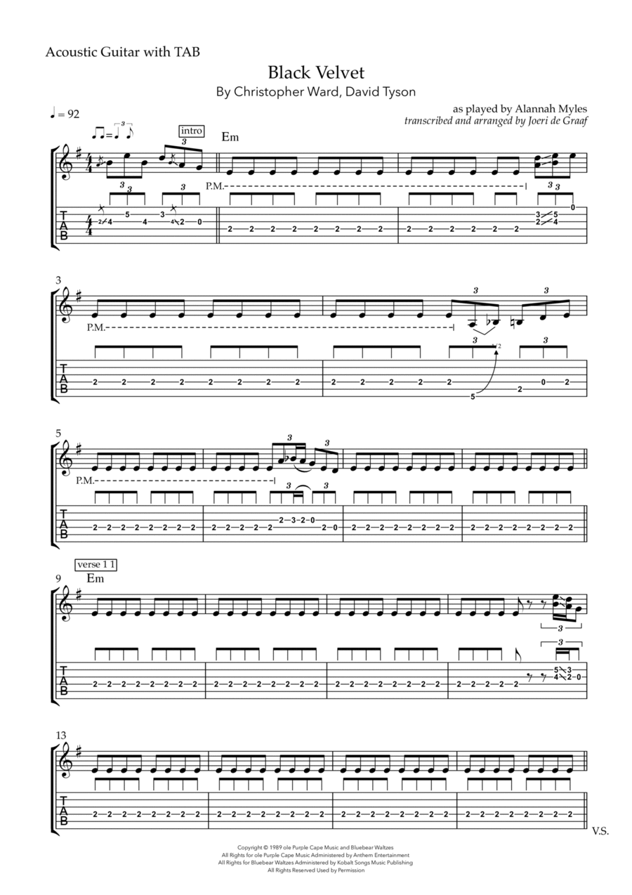 Black Velvet Electric Guitar scores gallery preview page 1