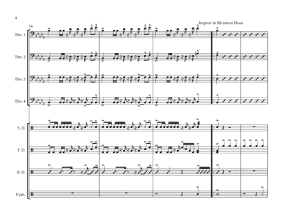 Trombone Blues Cheer (Marching/Pep Band) Pep Band scores gallery preview page 4
