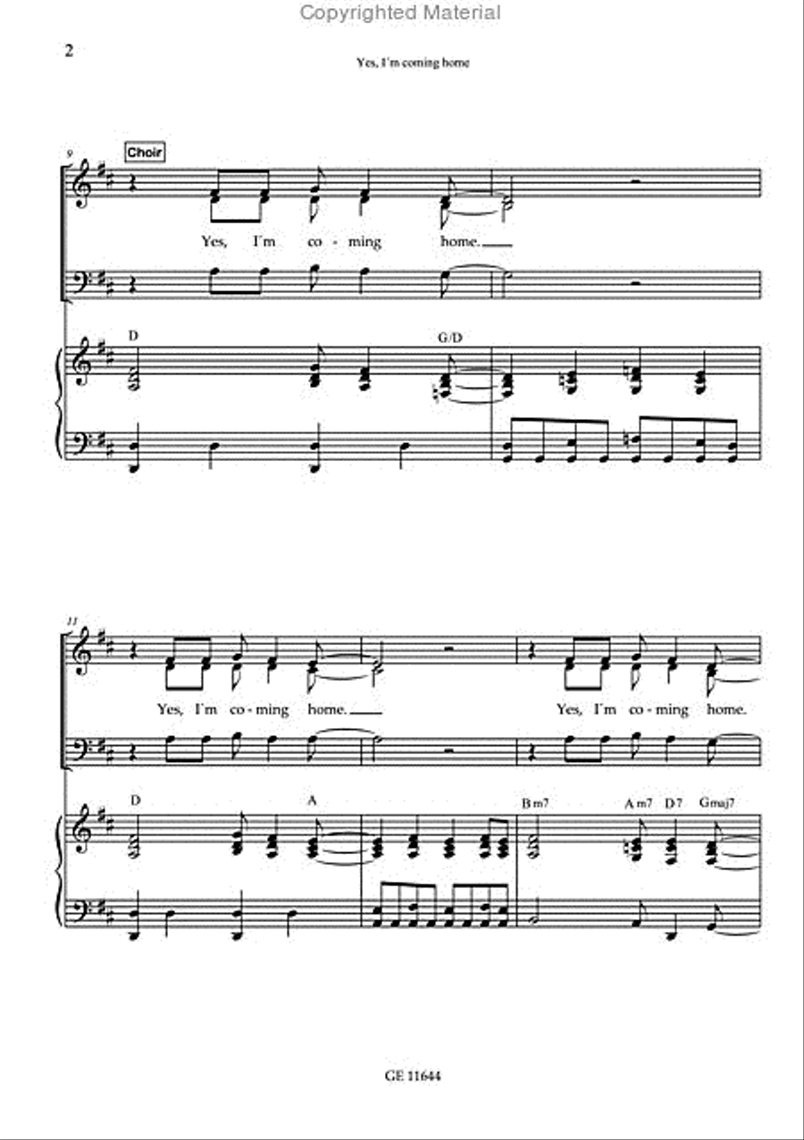 Yes, I'm coming home 4-Part scores gallery preview page 3