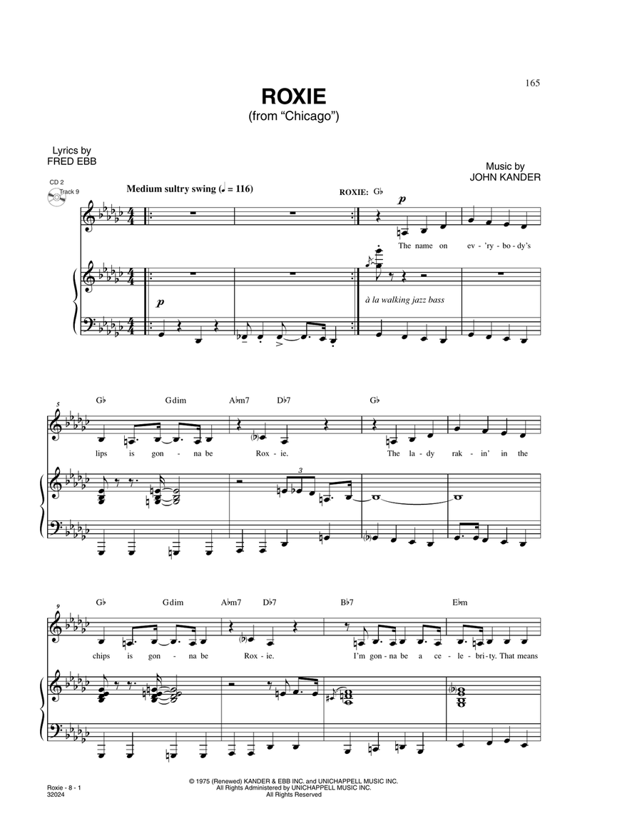 Roxie (from Chicago) Voice scores gallery preview page 1
