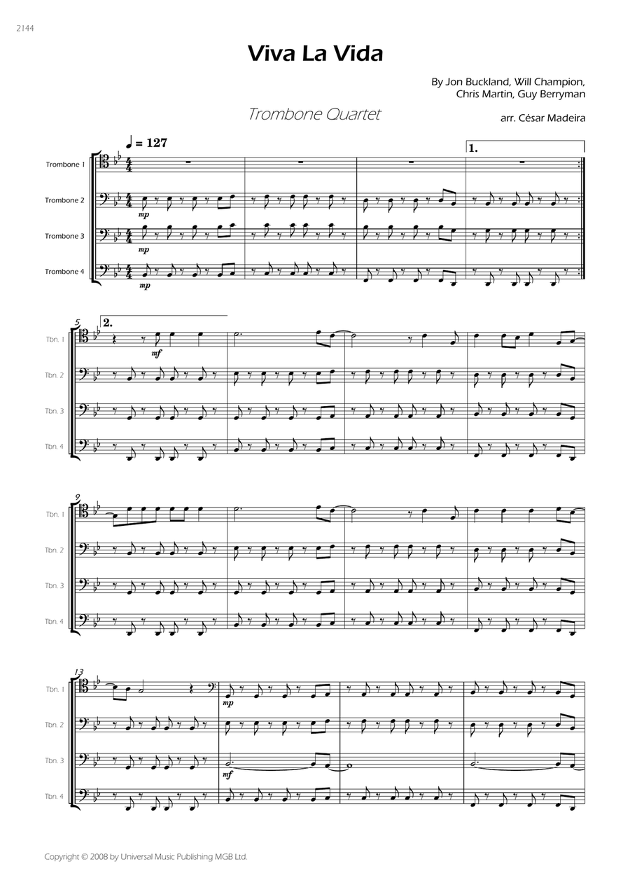 Viva La Vida Brass Quartet scores gallery preview page 3