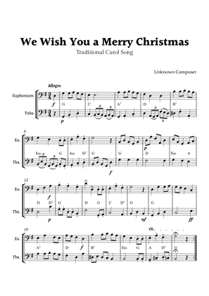 We Wish you a Merry Christmas for Euphonium and Tuba Duet with Chords