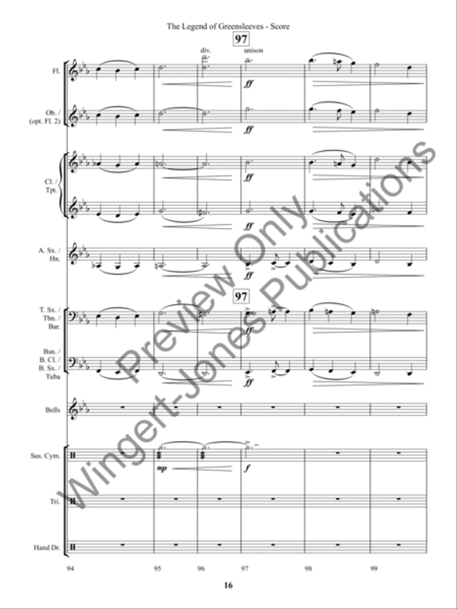 The Legend of Greensleeves (Score) Concert Band scores gallery preview page 19