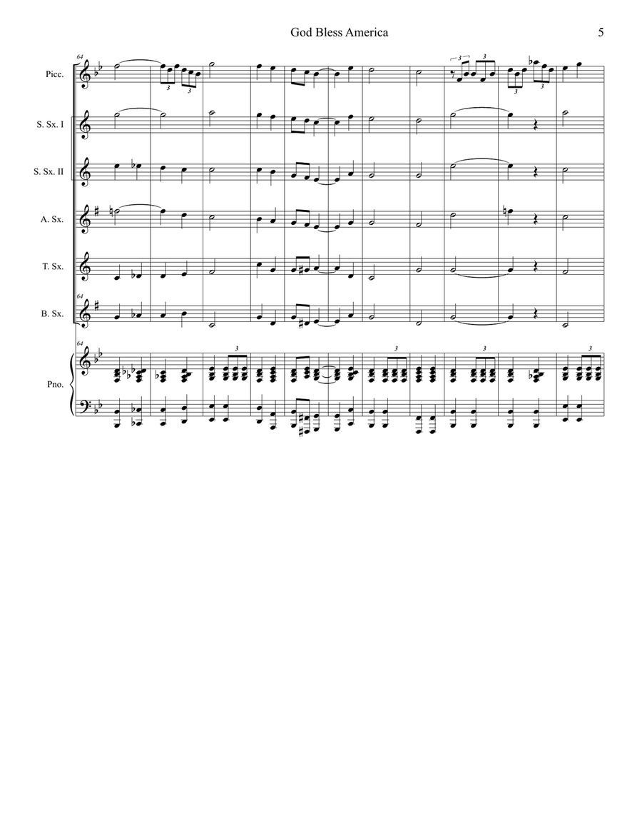God Bless America God Bless America Woodwind Quintet scores gallery preview page 5