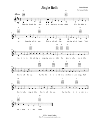 Jingle Bells - lead sheet in D major