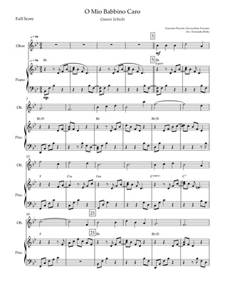 O Mio Babbino Caro (Puccini) for Oboe Solo & Piano Accompaniment with Chords