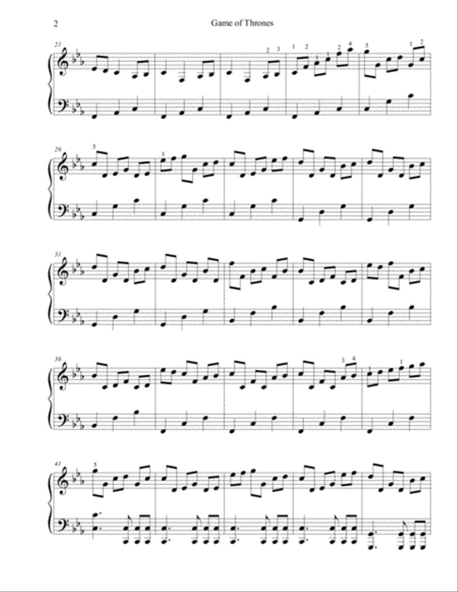 Game Of Thrones Piano Solo scores gallery preview page 2