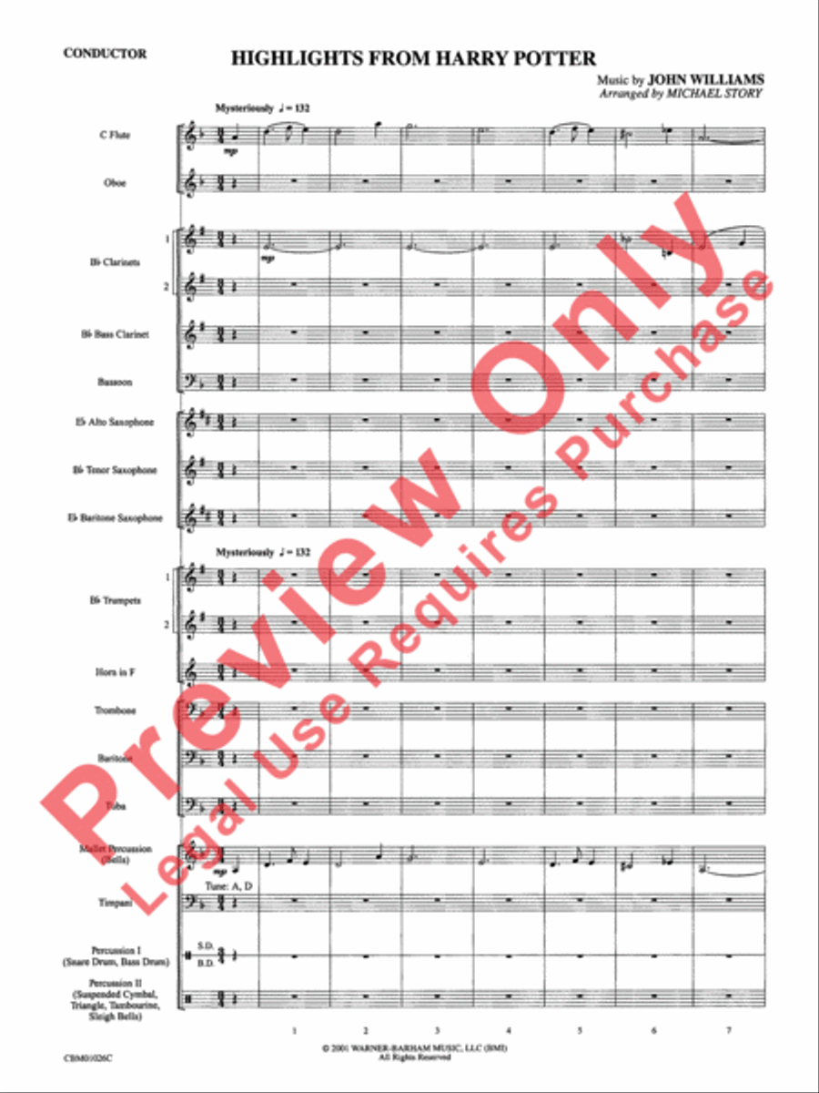 Harry Potter, Highlights from Concert Band scores gallery preview page 3