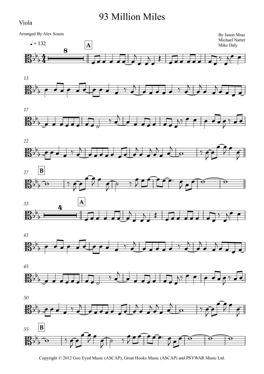 93 Million Miles 93 Million Miles Viola Solo scores gallery preview page 1