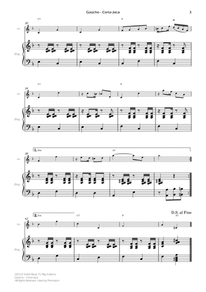 Gaúcho (Corta-Jaca) - Violin and Piano - W/Chords (Full Score and Parts) image number null