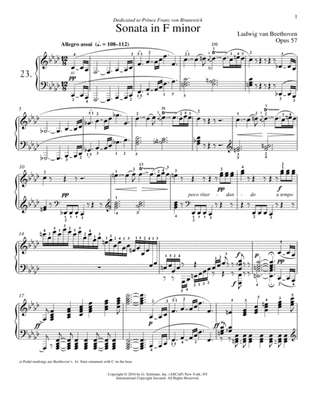 Book cover for Piano Sonata No. 23 In F minor, Op. 57 "Appassionata"