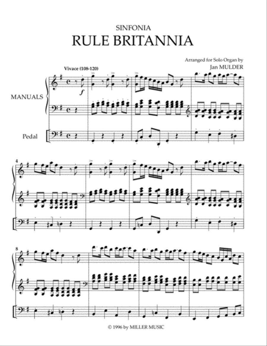 Rule Britannia Organ scores gallery preview page 1