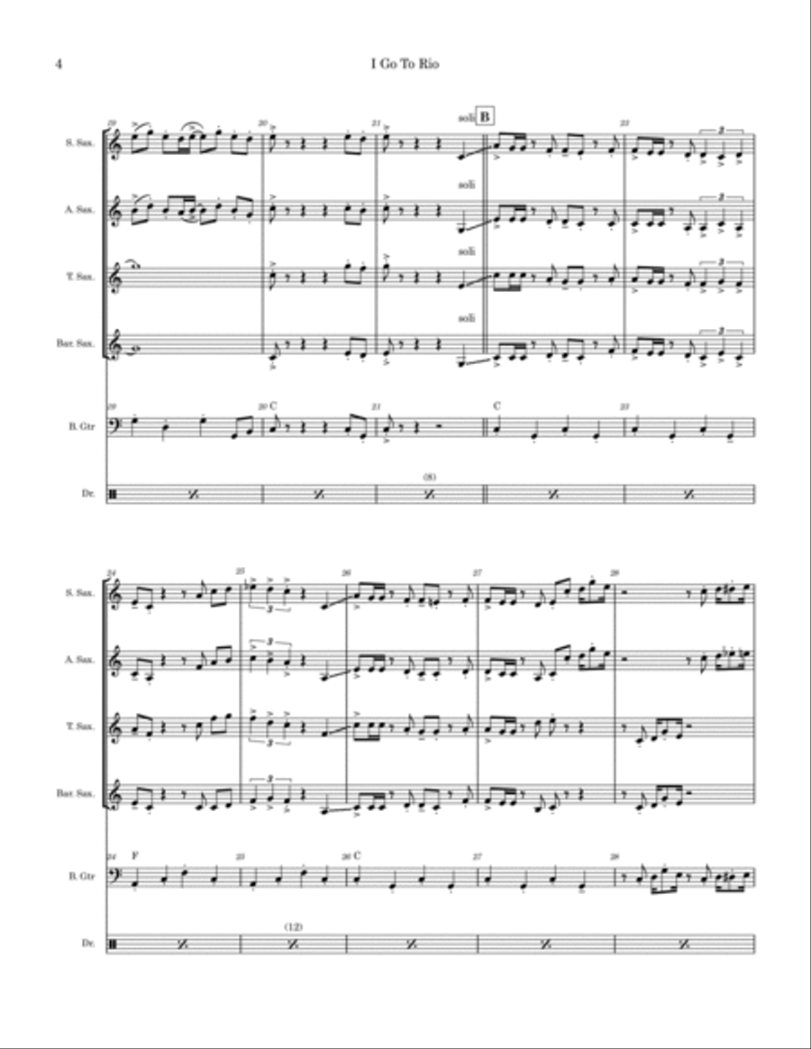 I Go To Rio Saxophone Quartet scores gallery preview page 4