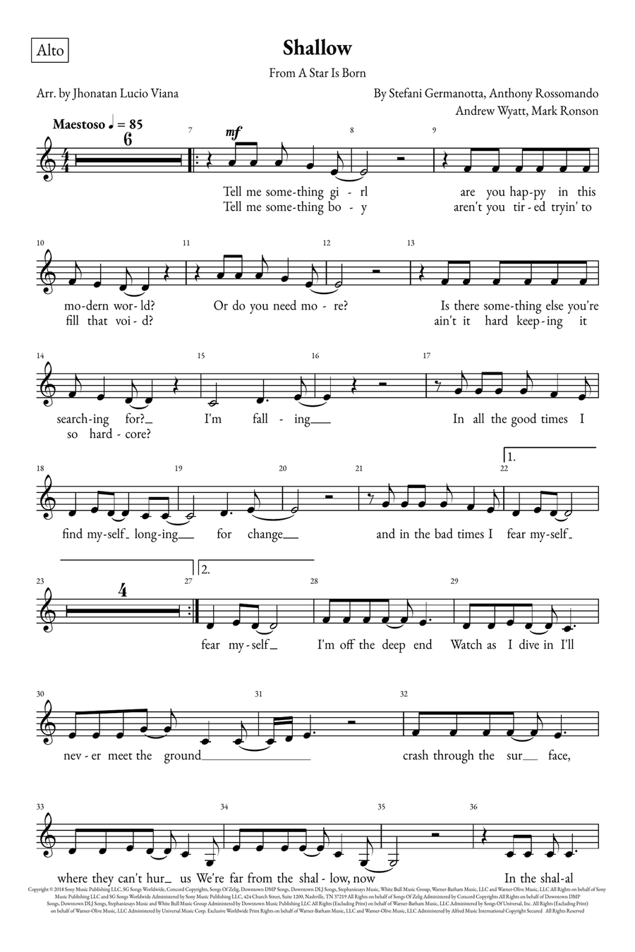 Shallow A Cappella scores gallery preview page 6