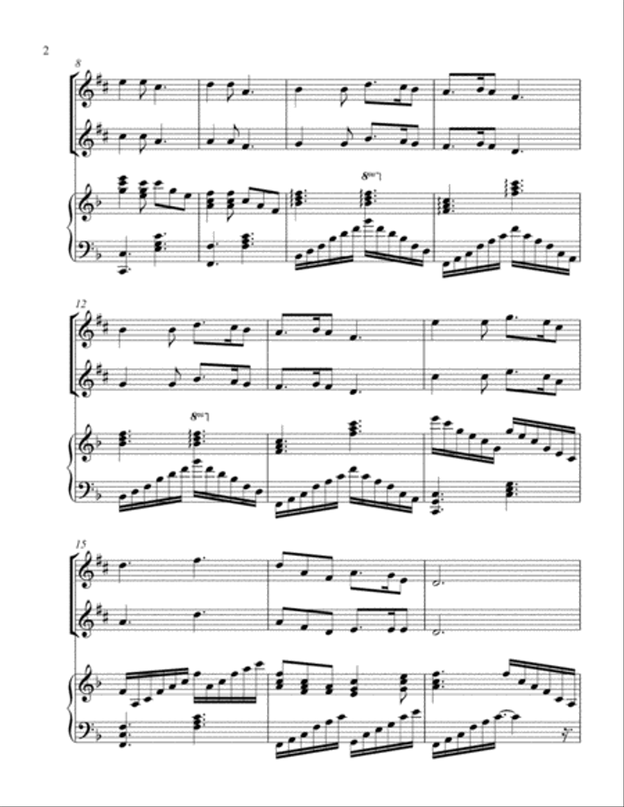 A Holy, Silent Night (treble Eb instrument duet) Woodwind Duet scores gallery preview page 3