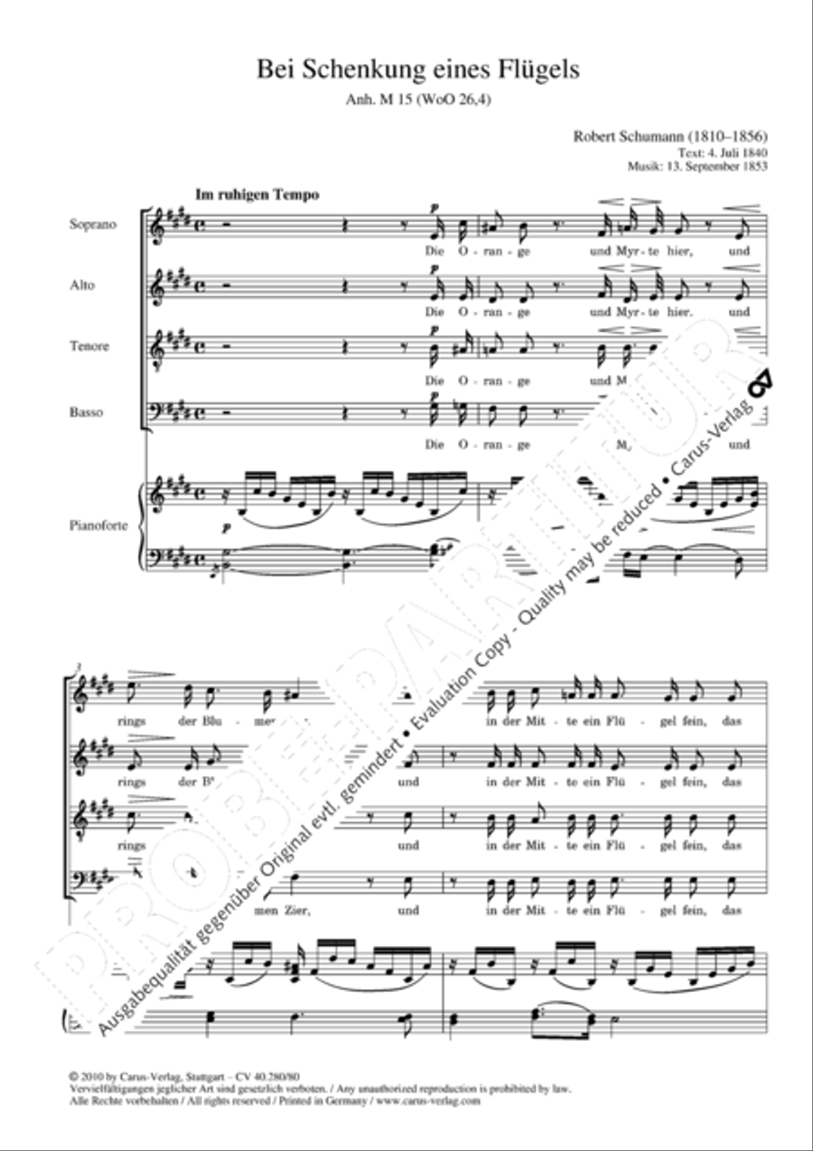 Bei Schenkung eines Flugels 4-Part scores gallery preview page 3