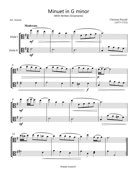 Bach Minuet in G minor - BWV anh 115 - Duo of Violas Ornamented image number null