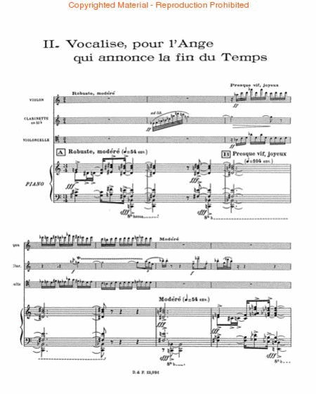 Quatuor Pour La Fin Du Temps - Quartet For The End of Time by Olivier Messiaen Clarinet - Sheet Music