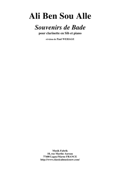 Ali Ben Sou Alle: Souvenirs de Bade for Bb clarinet and piano