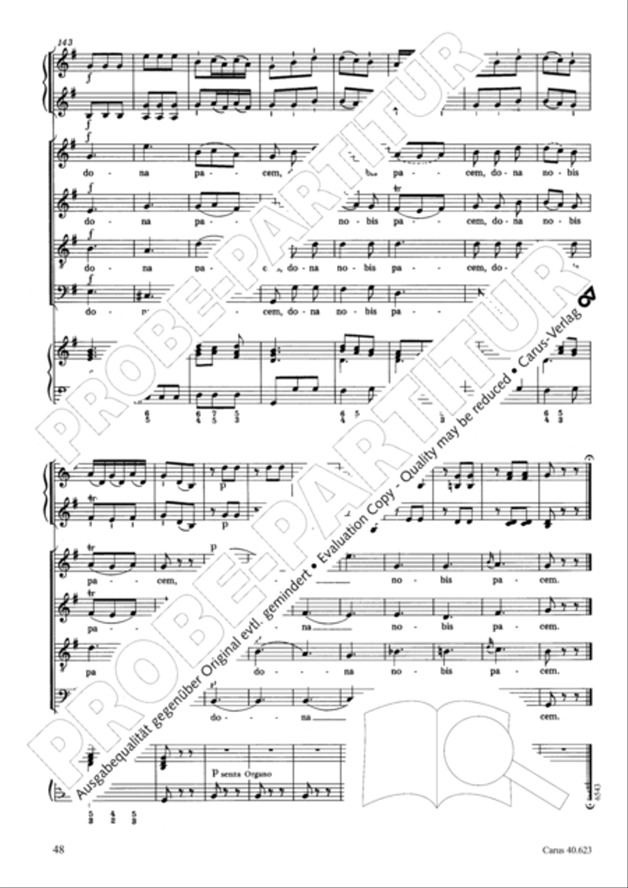Missa brevis in G major 4-Part scores gallery preview page 49