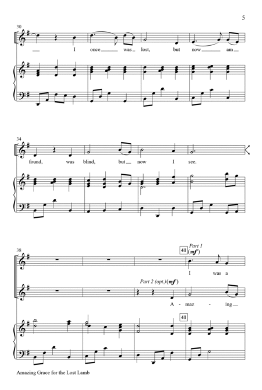 Amazing Grace for the Lost Lamb Unison Choir scores gallery preview page 4