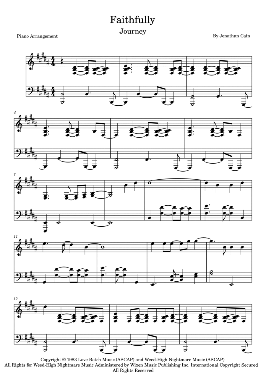 Faithfully Piano Solo scores gallery preview page 1