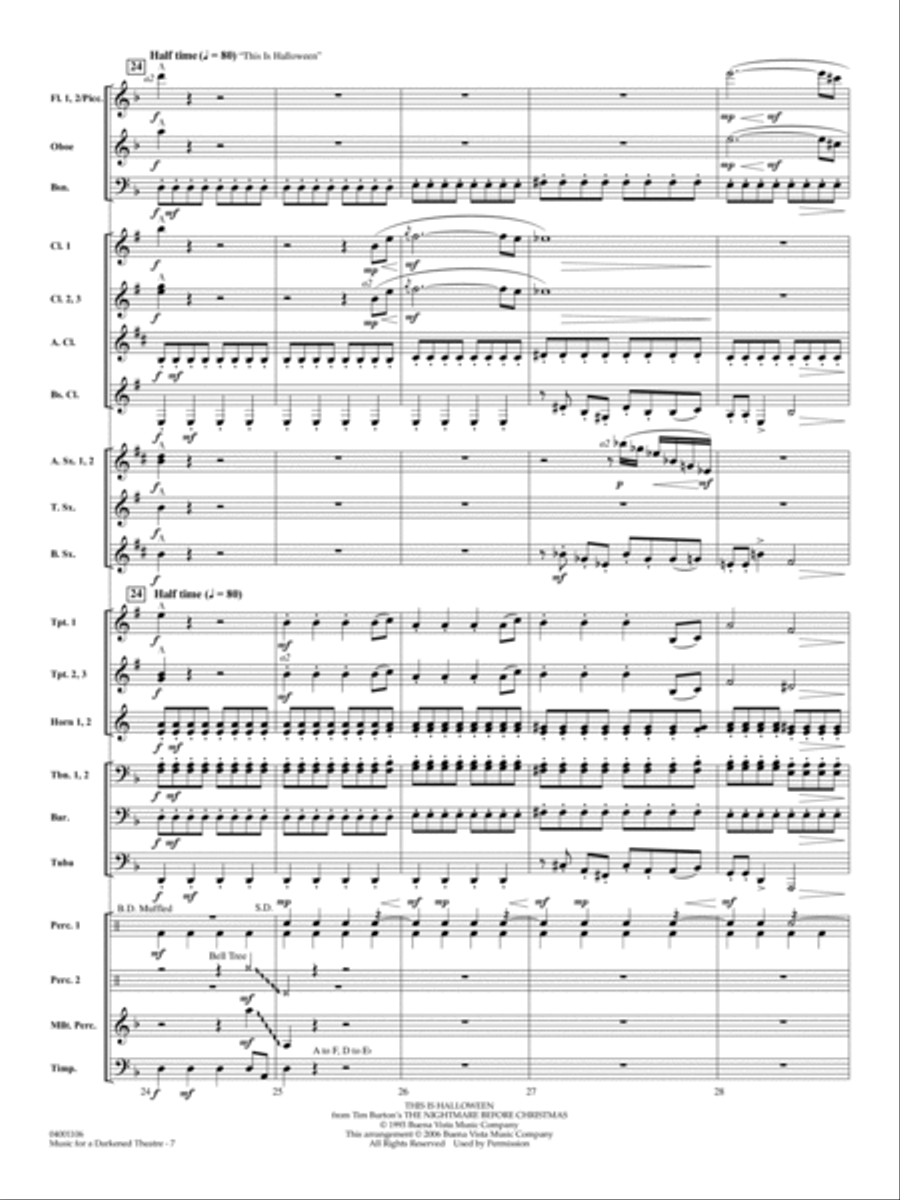 Music for a Darkened Theatre (The Film Scores of Danny Elfman) (arr. Brown) - Full Score Concert Band scores gallery preview page 6