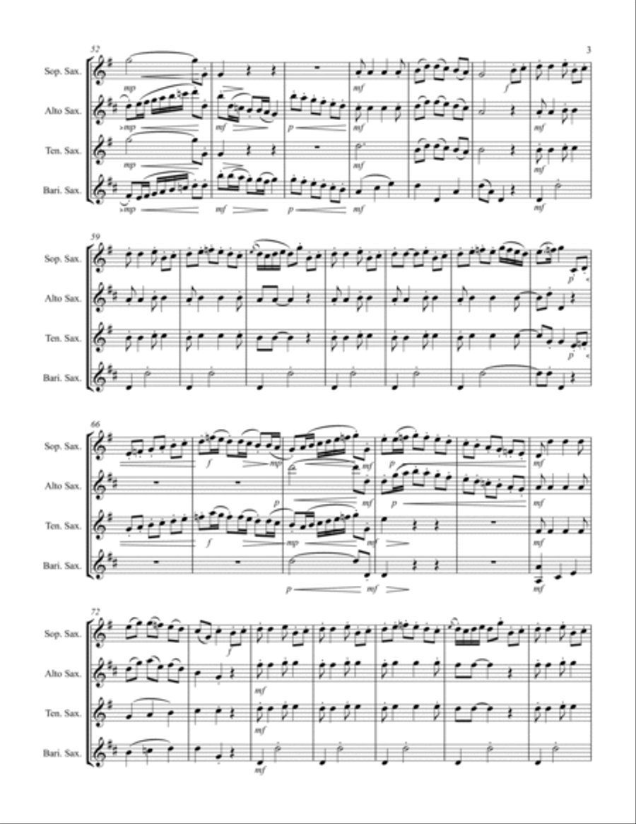 Boccherini - “Minuetto” (for Saxophone Quartet SATB) Saxophone Quartet scores gallery preview page 4