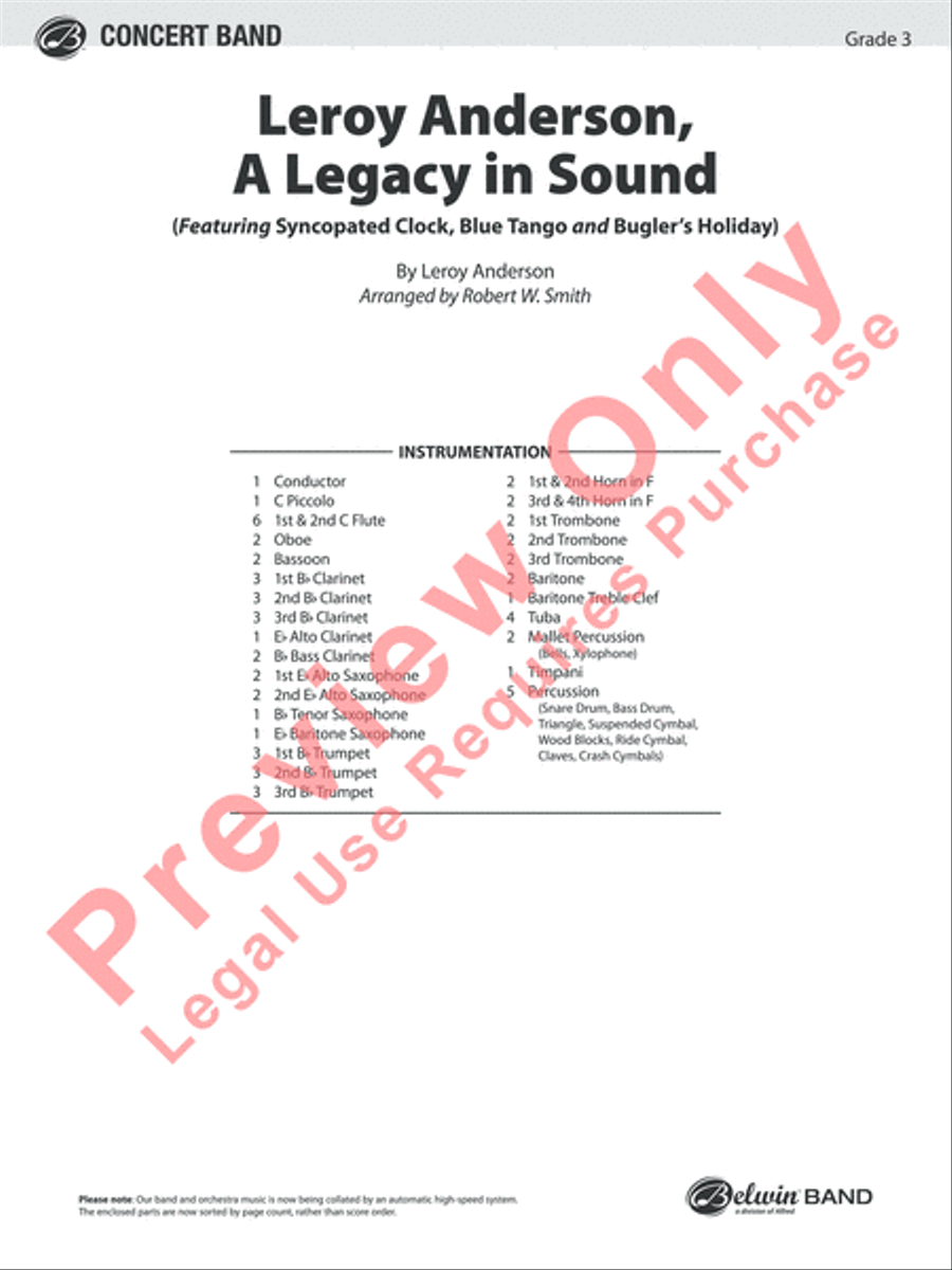 Leroy Anderson: A Legacy in Sound Concert Band scores gallery preview page 2