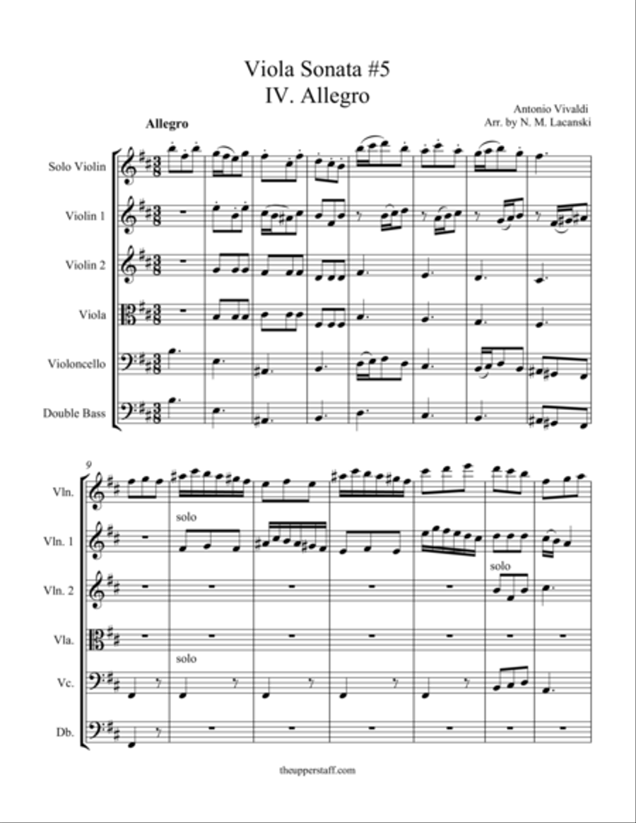 Sonata RV40 Movement IV Sonata RV40 Movement IV String Orchestra scores gallery preview page 1
