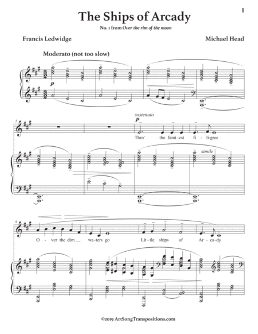 HEAD: The Ships of Arcady (transposed to A major) Voice scores gallery preview page 2