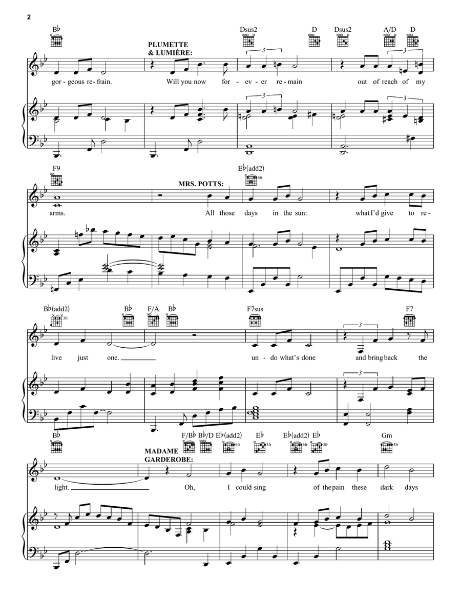 Days In The Sun (from Beauty And The Beast) Piano, Vocal, Guitar scores gallery preview page 2