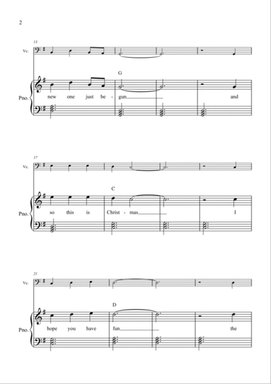 Happy Xmas (War Is Over) Piano scores gallery preview page 2