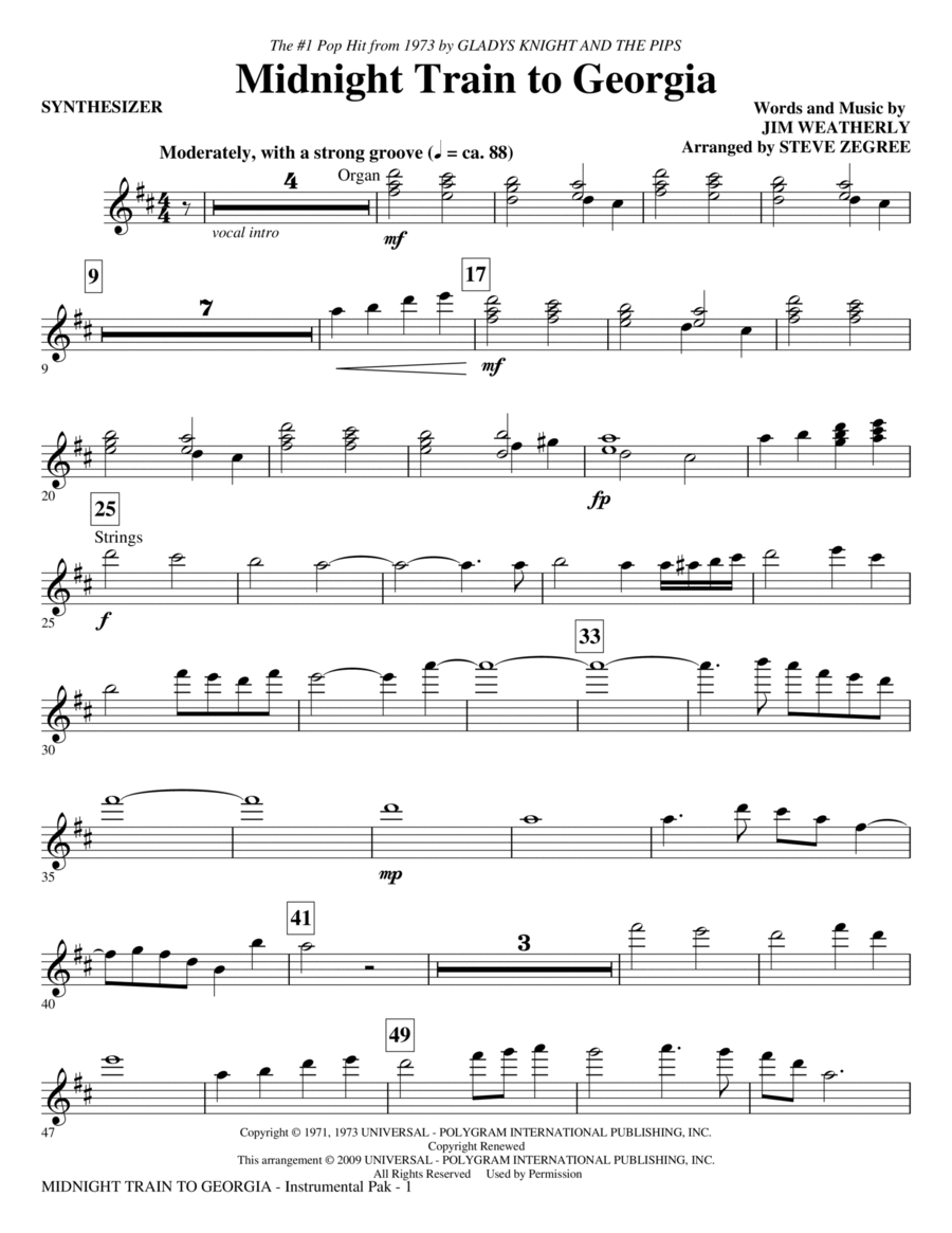 Midnight Train To Georgia - Synthesizer Choir scores gallery preview page 1