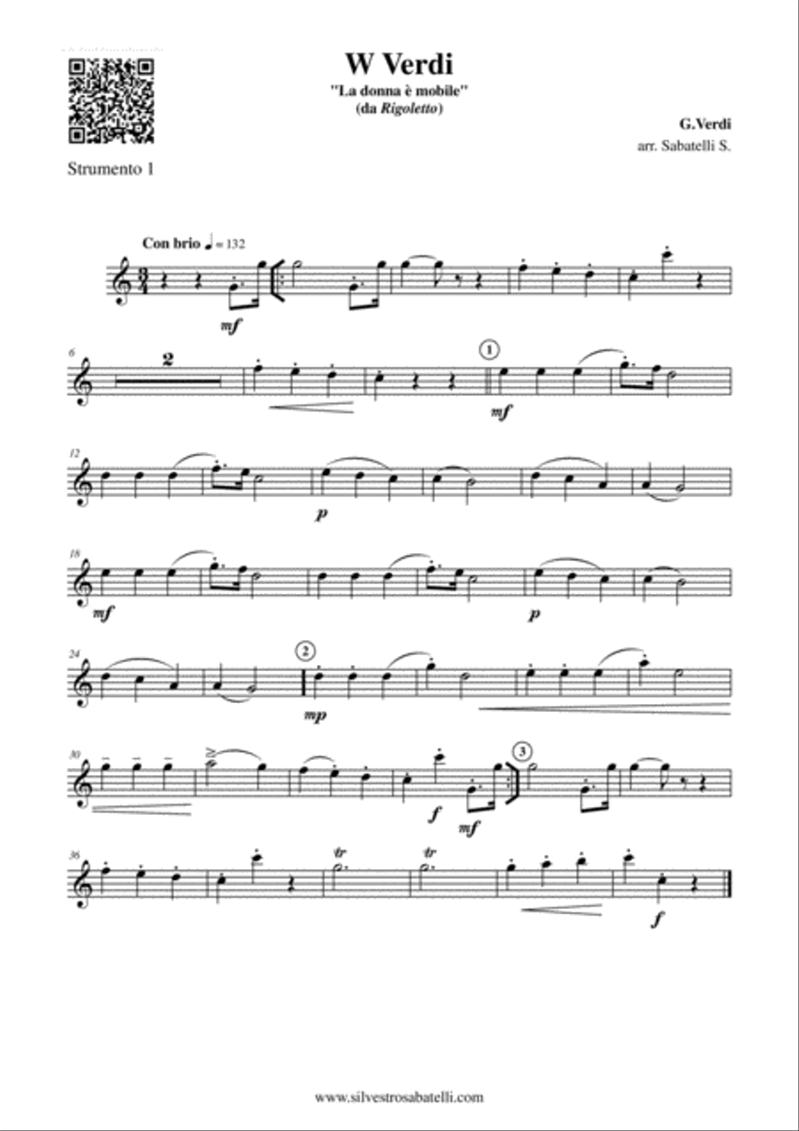 W Verdi - La donna è mobile Woodwind Quartet scores gallery preview page 4