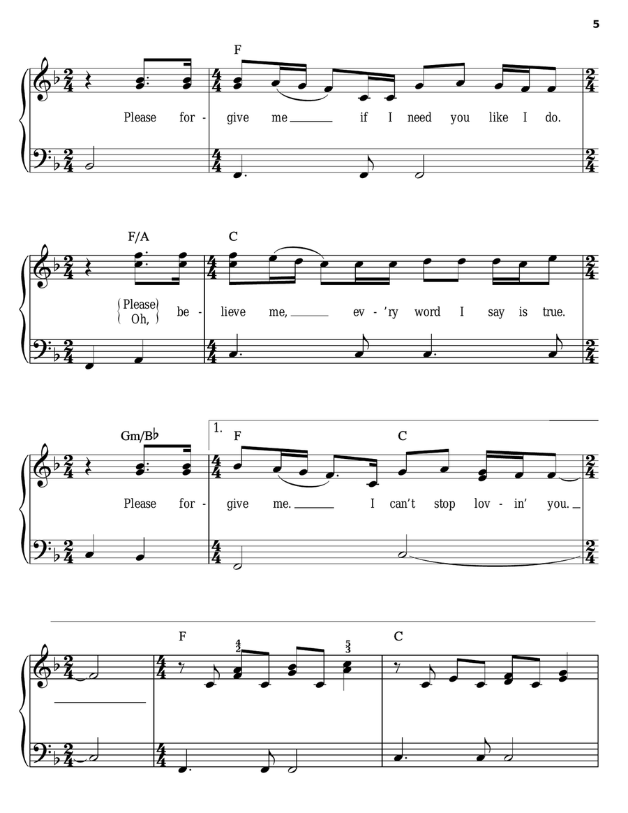 Please Forgive Me Easy Piano scores gallery preview page 5