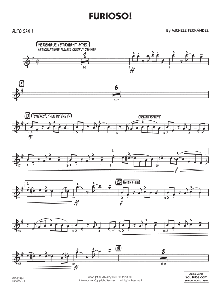 Furioso - Alto Sax 1 Jazz Ensemble scores gallery preview page 1