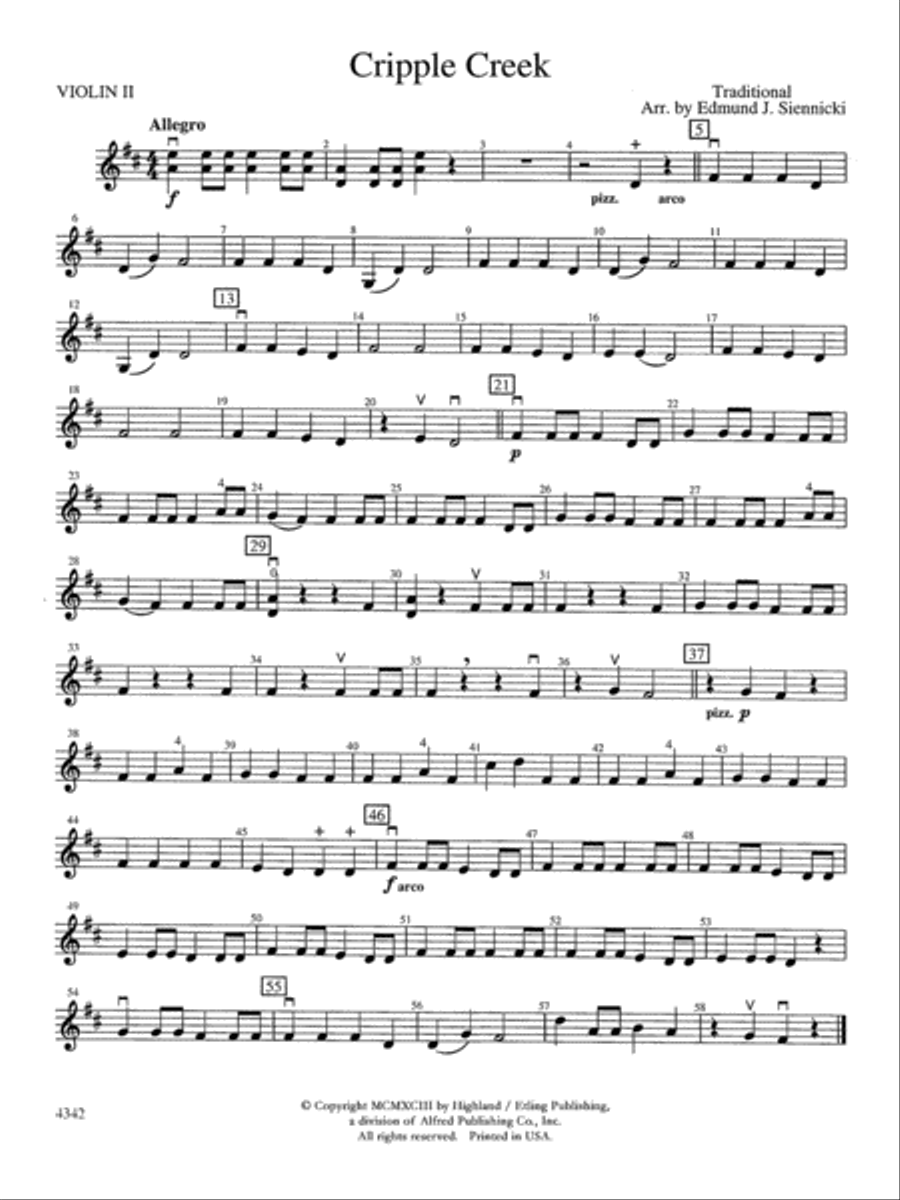 Cripple Creek: 2nd Violin String Orchestra scores gallery preview page 1