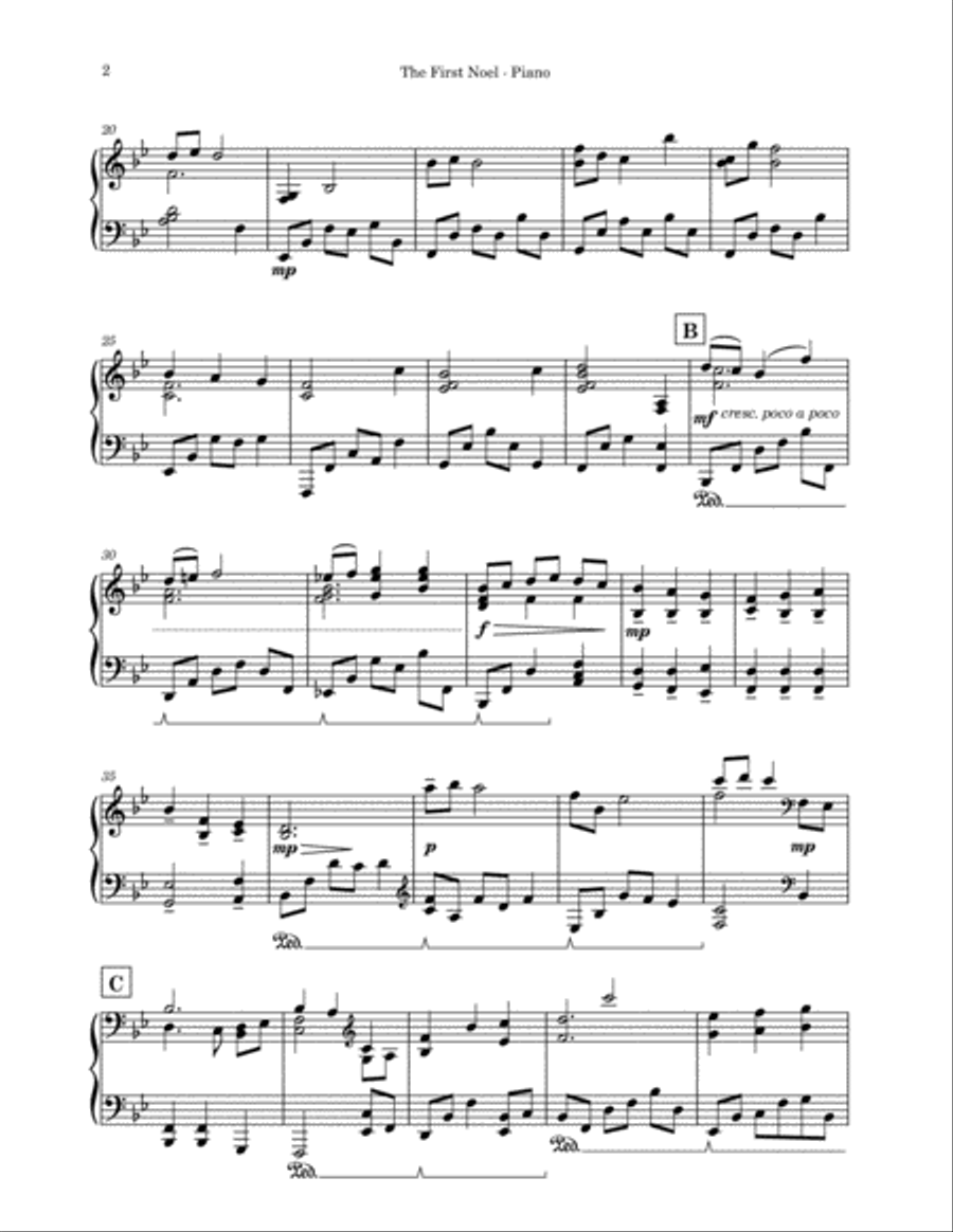 The First Noel (O Primeiro Natal) - Piano and Soprano Saxophone Woodwind Duet scores gallery preview page 3