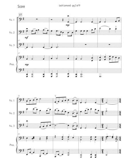 Loch Lomond - Cello Trio with Piano Accompaniment image number null