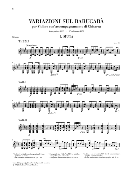 60 Variations on Barucabá for Violin and Guitar Op. 14
