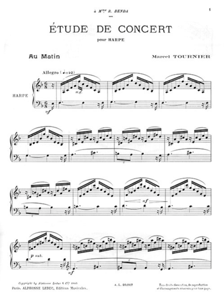 Etude De Concert (Au Matin) - Harpe