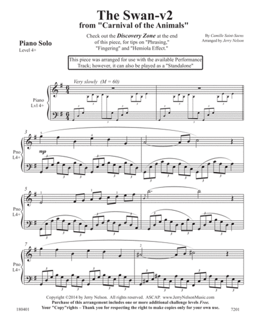The Swan-v2 (Saint-Saens) - (3 for 1 PIANO Arrangements) image number null