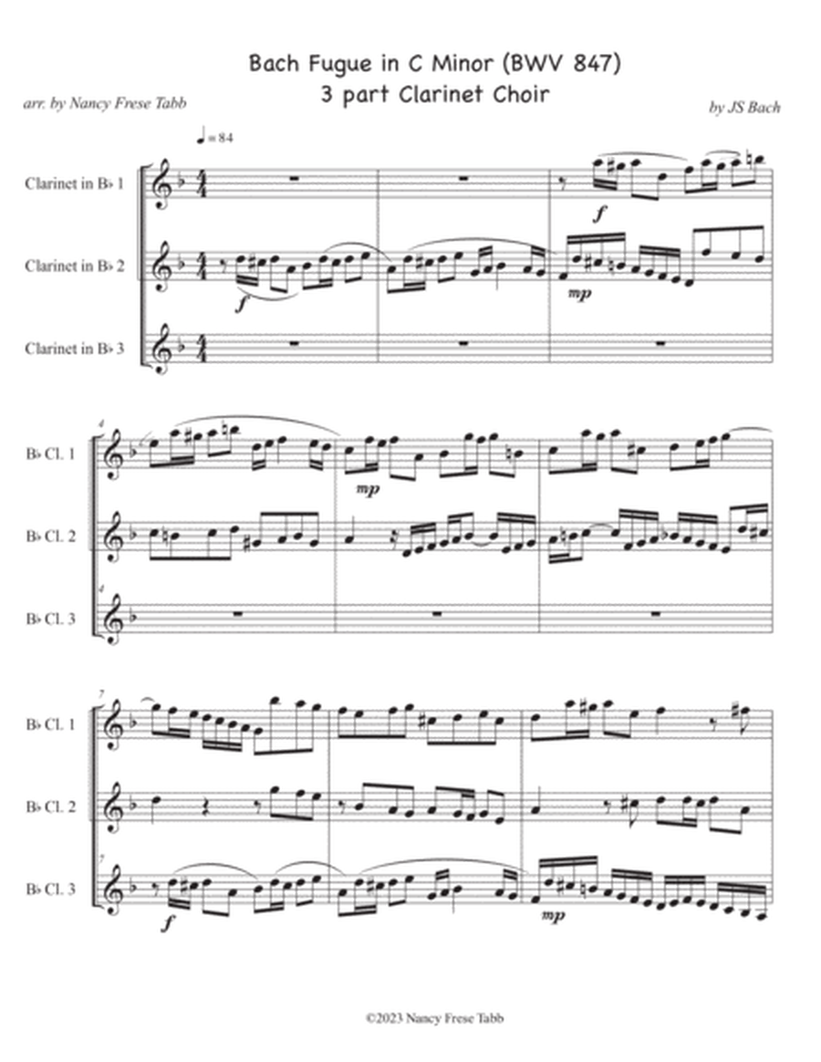 Bach Fugue in C Minor for Three Part Clarinet Choir image number null