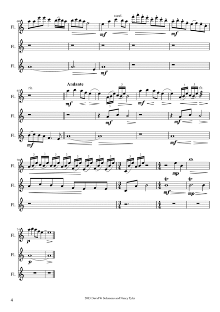Japanese Song for flute trio (3 standard flutes) Flute Trio scores gallery preview page 4