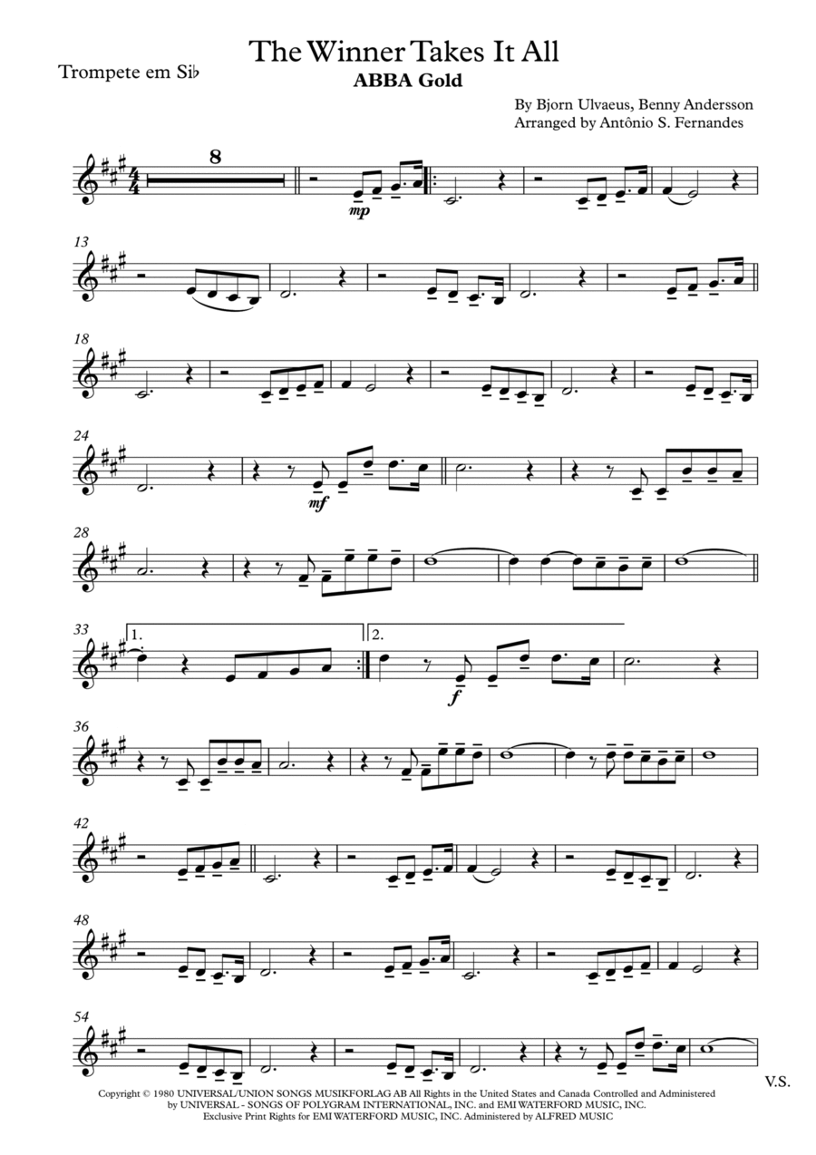 The Winner Takes It All Trumpet Solo scores gallery preview page 1