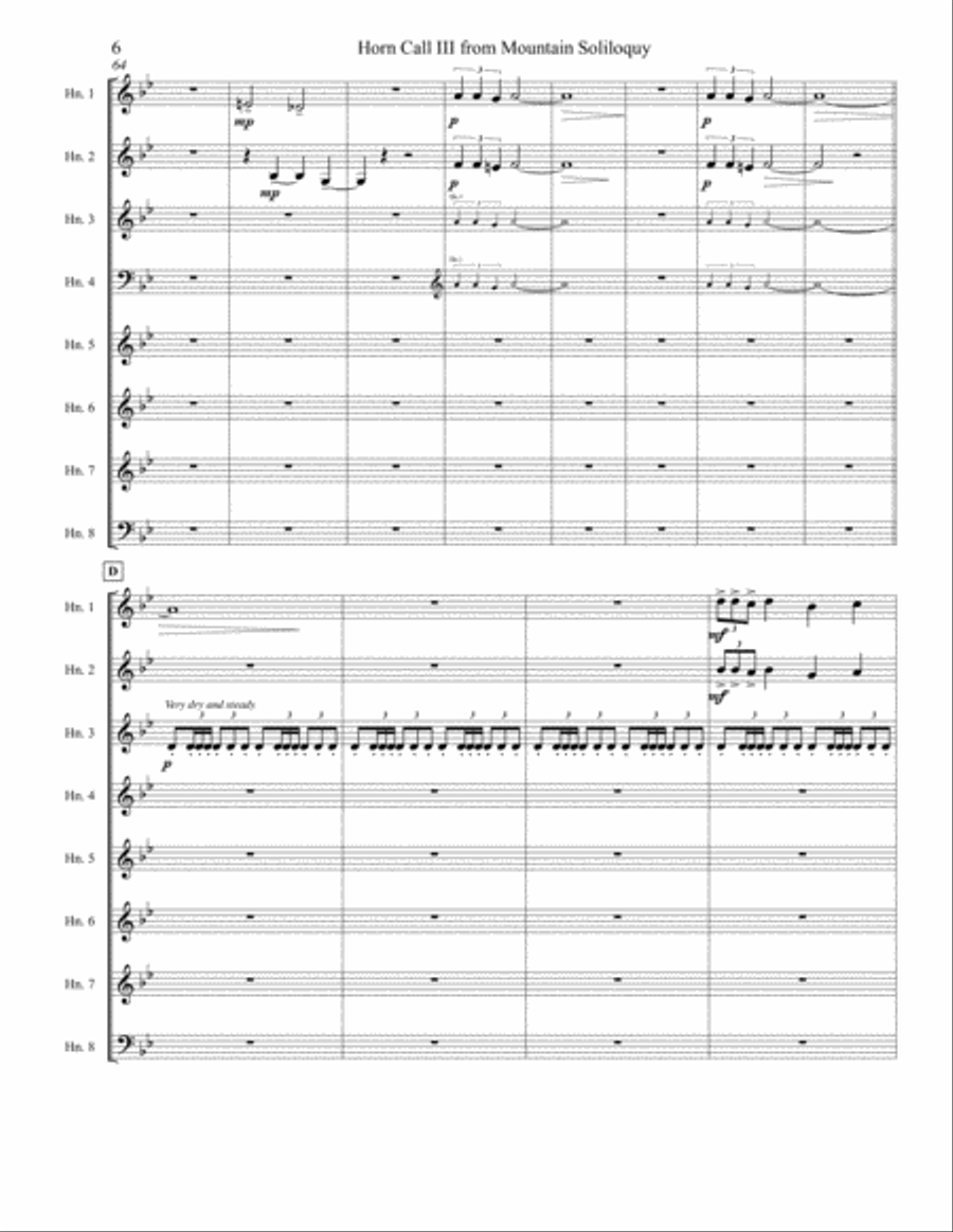 Horn Call III from Mountain Soliloquy - Horn Octet Brass Ensemble scores gallery preview page 6