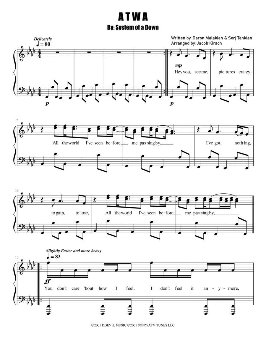 Atwa system of a down chords sales