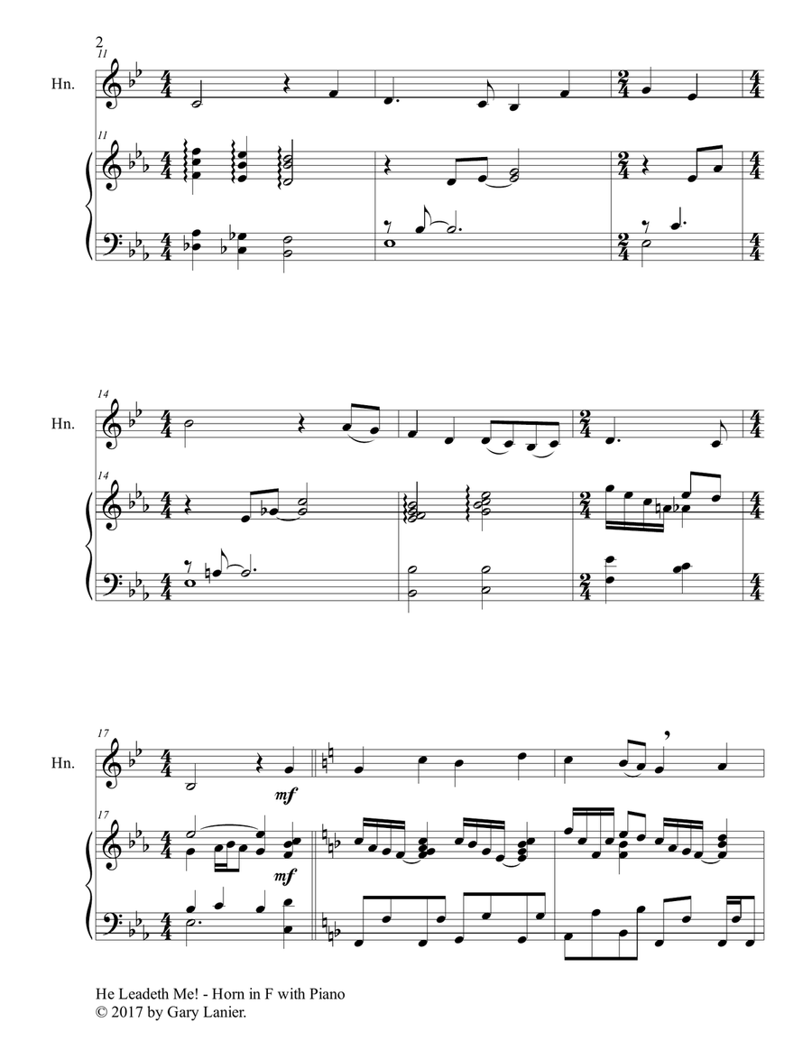 Gospel Hymns for Horn in F (Horn with Piano Accompaniment) Piano scores gallery preview page 3